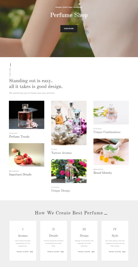 Perfume Shop Simple Web Page Template - TasteM4